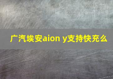 广汽埃安aion y支持快充么